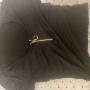 Black crop top w/ gold zipper